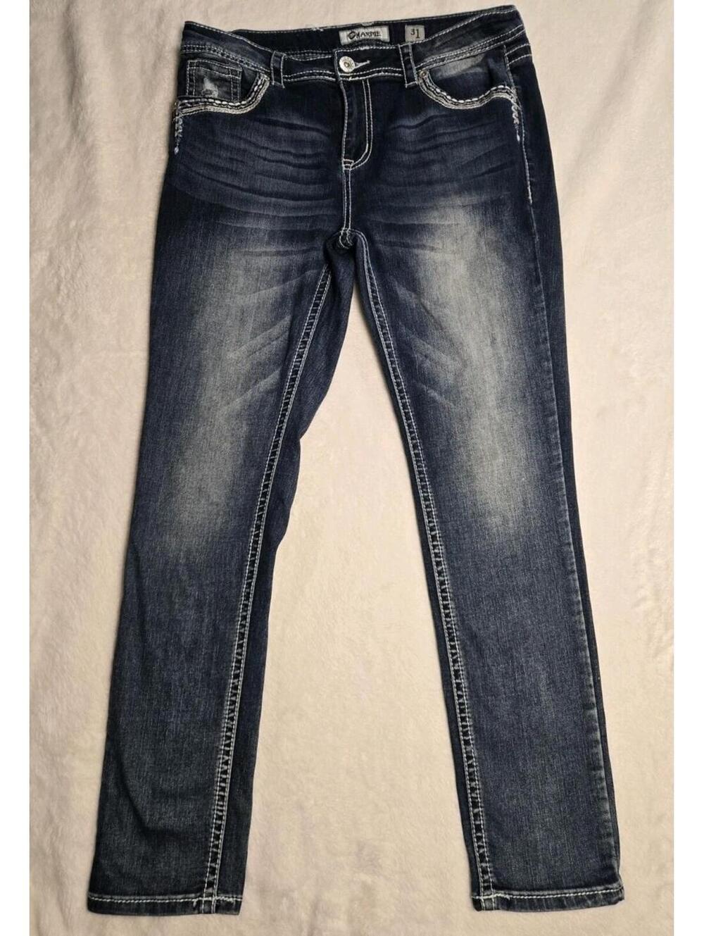 Charme Vintage Style Mid Rise Thick Stitch Blue Jeans - Womens Sz 31